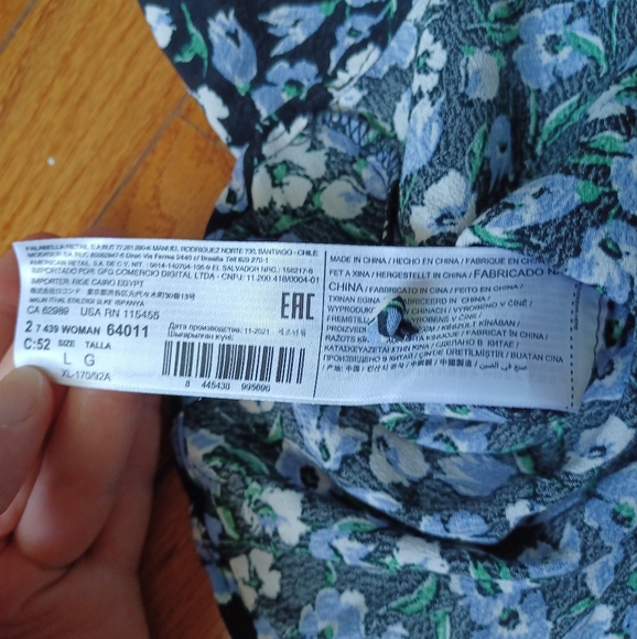 Mango Sz 8 Flower Print Dress Faux Wrap Lilac Black Long Sleeve Front Closure - Picture 11 of 14